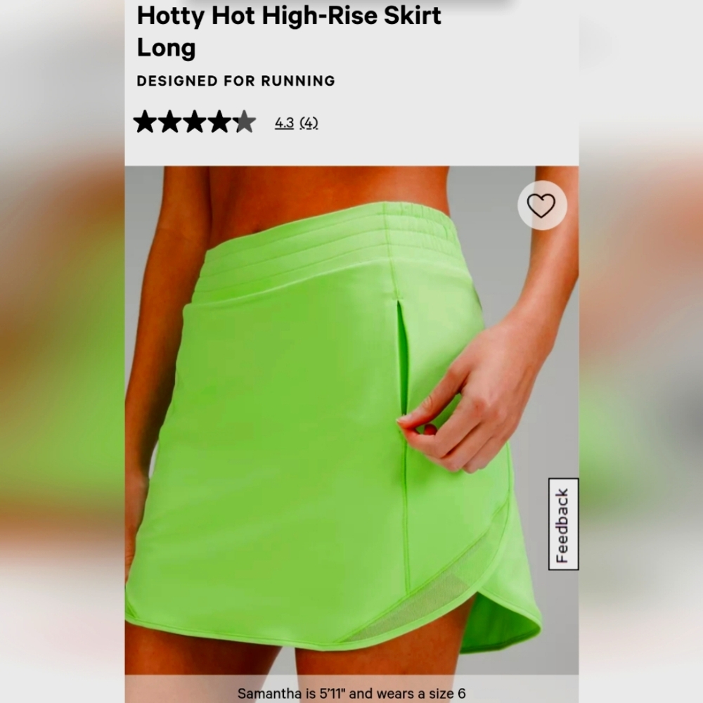 Lululemon Hotty Hot High-Rise Skirt - Long Scream Green Light